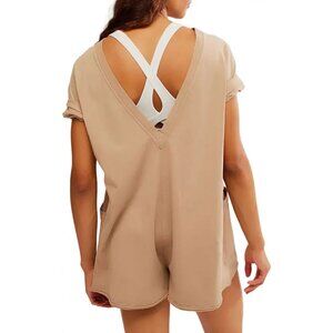 Free People Movement Hot Shot Mocha Latte Tee Romper SZ Large NWOT